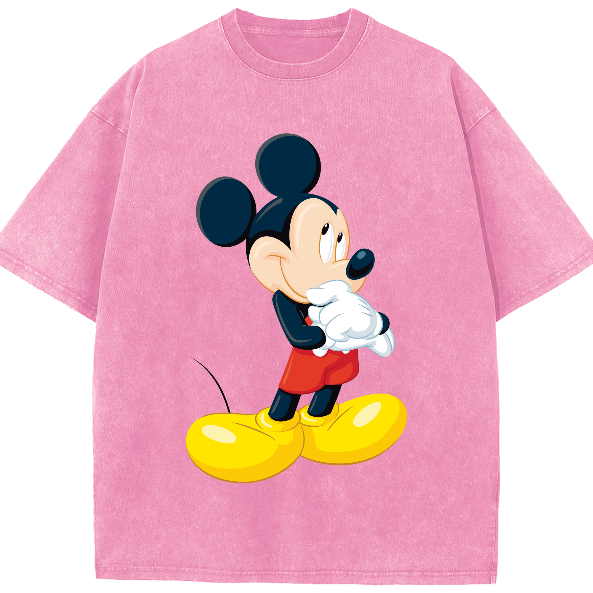 （画像用） ミッキーマウス Mickey Mouse 綿100% ヴィンテージ風 半袖Tシャツ（フロントプリント）